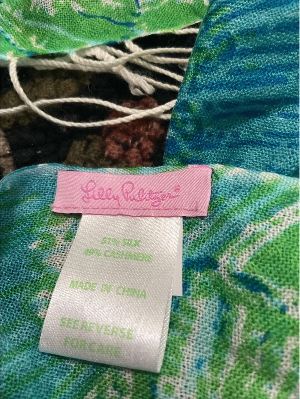 Lilly Pulitzer Fans Silk and Cashmere Scarf with Fringe